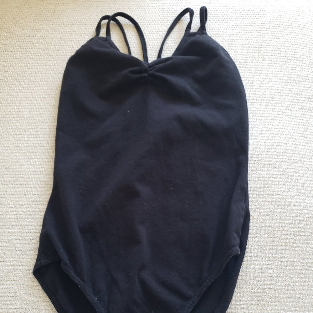 Black Leotard - Pinch front & Strappy back - Small